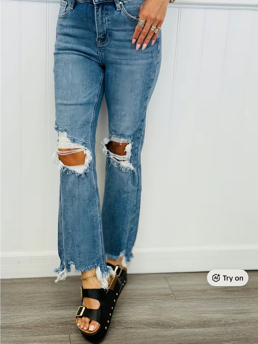 Walker Rose X Risen  Distressed Ripped Jeans